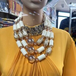White + Warren Ivory and Gold Statement Necklace
